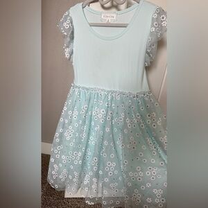 Chic Kids Floral Dress in Light Blue Sz 6yrs